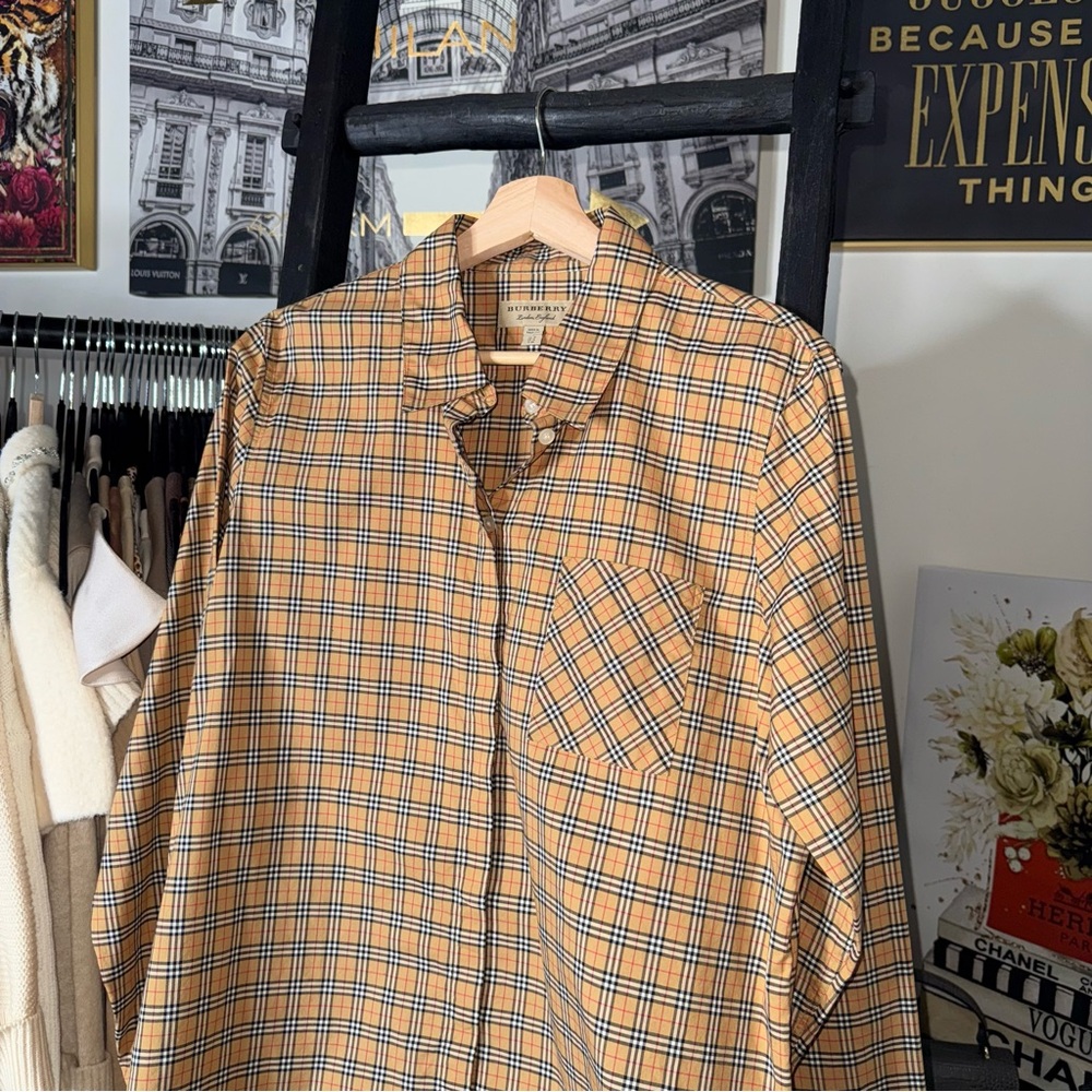 Burberry London England Classic Vintage Check Button Up Shirt Womens 14 EUC - Picture 3 of 13